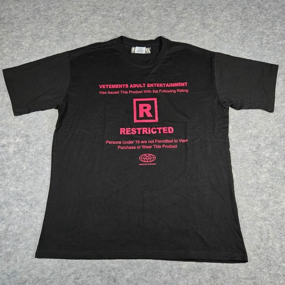 Vetements Other - Vetements Unisex Black Adult Entertainment Restricted Graphic T-Shirt XL